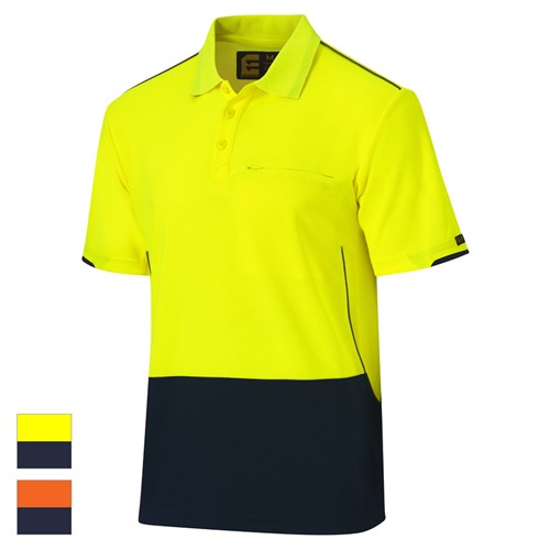 ELEVEN Workwear AEROCHILL Spliced Hi-Vis S/S Polo