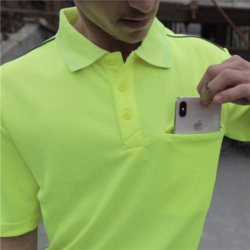 ELEVEN Workwear AEROCHILL Spliced Hi-Vis S/S Polo