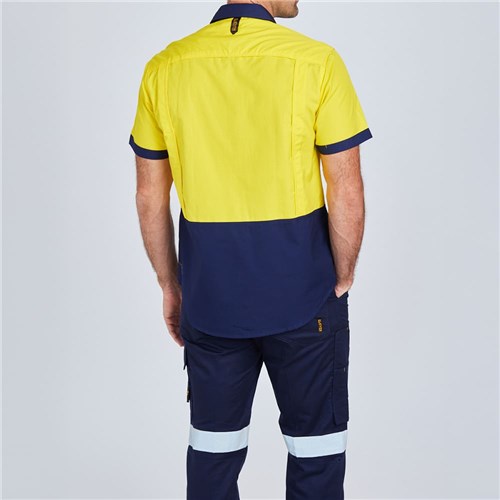 Orange hi vis short sleeve shirts Yellow Navy Rear