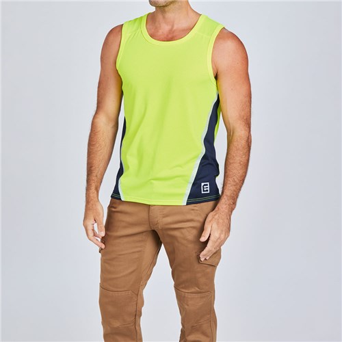 Hi Vis work singlets - Yellow Lifestyle Back