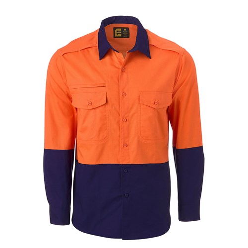 Orange Hi-Vis Cotton Ripstop Long Sleeve Shirt