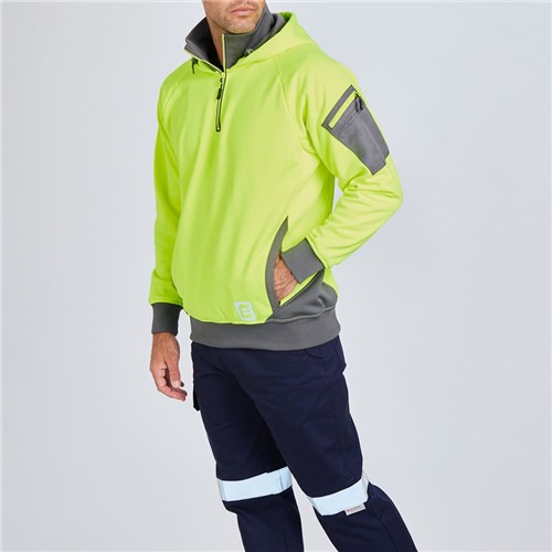 ELEVEN Workwear 1/4 Zip Hi-Vis Hoodie Lifestyle