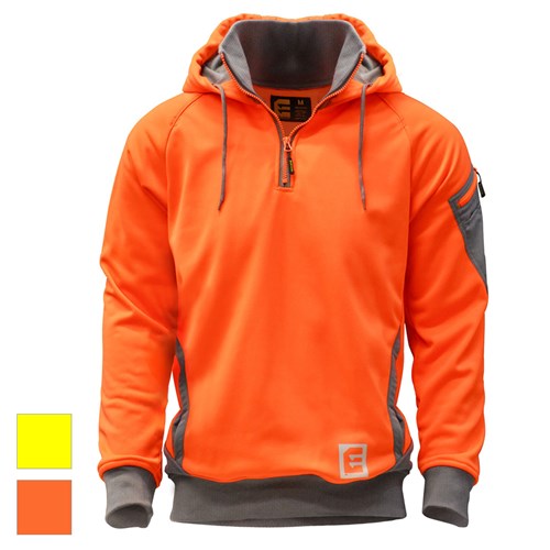 ELEVEN Workwear 1/4 Zip Hi-Vis Hoodie