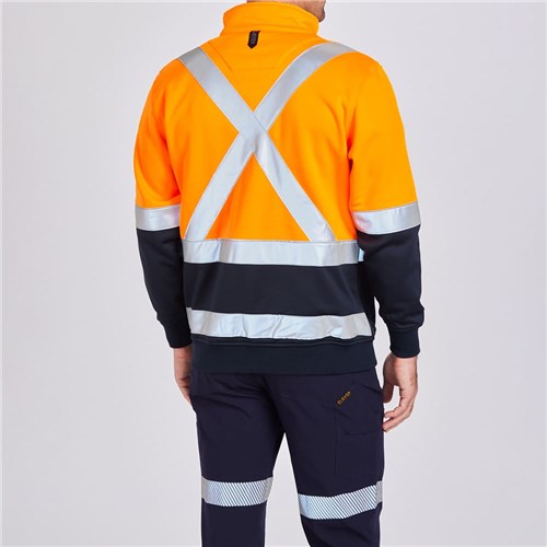 ELEVEN Workwear 'X' Taped Hi-Vis Full Zip Jacket - Lifestyle Rear