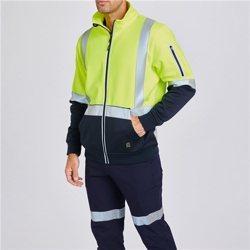 ELEVEN Workwear 'X' Taped Hi-Vis Full Zip Jacket - Yellow Lifestyle Front