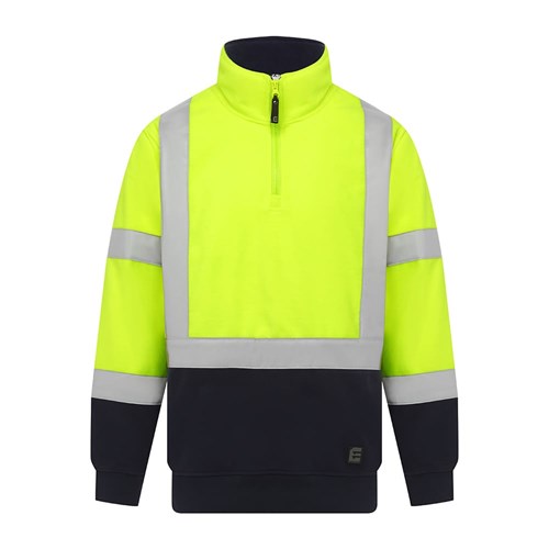 ELEVEN Workwear Fleece QtrZip XTape Pullover - Yellow Navy
