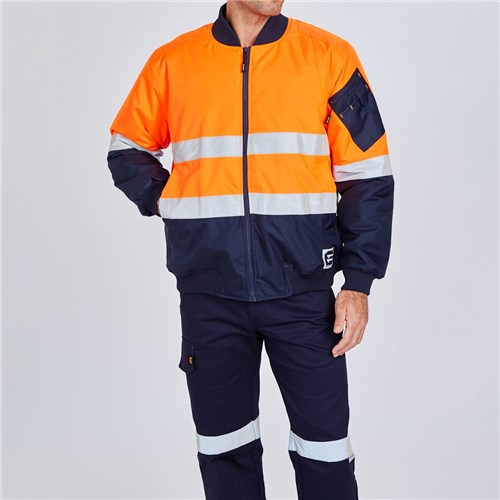 ELEVEN Workwear Hi-Vis Spliced 3M™ 'Hoop' Taped Bomber Jacket - Lifestyle zipper