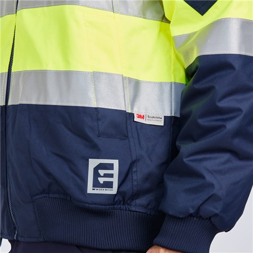 ELEVEN Workwear Hi-Vis Spliced 3M™ 'Hoop' Taped Bomber Jacket - Lifestyle strap