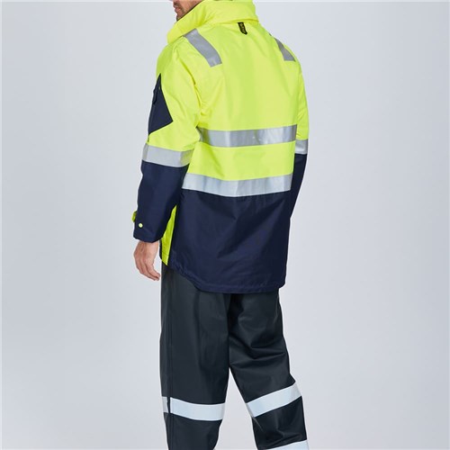 Orange Hi Vis taped waterproof jacket - yellow Rear
