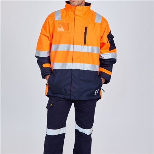 Orange Hi Vis taped waterproof jacket - Front