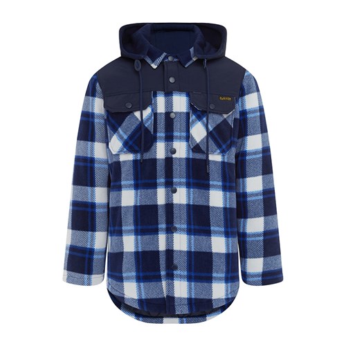ELEVEN Workwear Polar Fleece Jacket - Black Olive Check - Navy Blue Check
