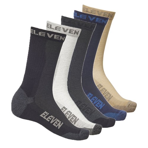 ELEVEN Workwear Crew Multi Pack Bamboo Socks - 5 Packs
