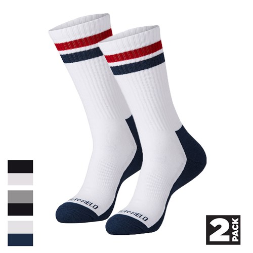 Hammer + Field® Crew Stripe Socks - 2 Packs (white)