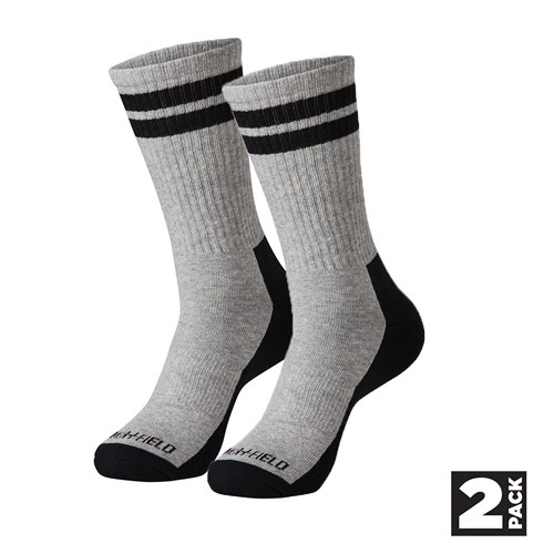 Hammer + Field® Crew Stripe Socks - 2 Packs (Light Grey Marle)