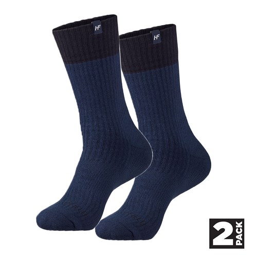 Hammer + Field® Two Tone Crew Rib Socks - 2 Packs (Navy)