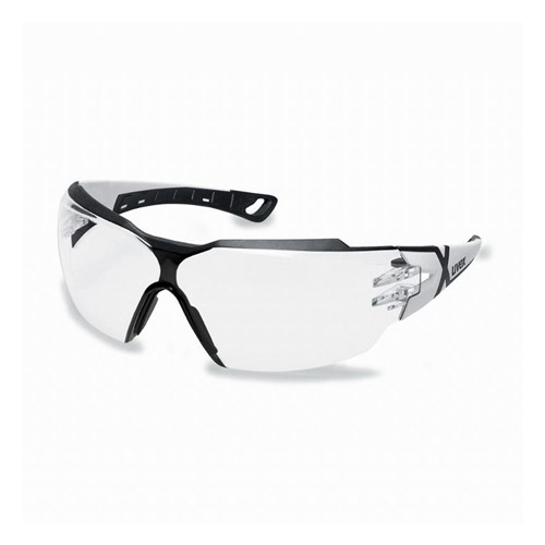 uvex Pheos CX2 Safety Glasses - Black White Frame Clear Lens