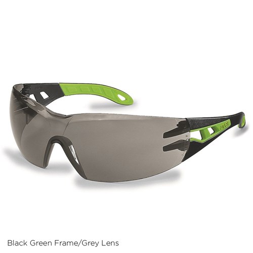 uvex Pheos Safety Glasses 9192 - Black Green Frame Grey Lens