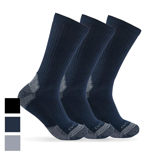Carhartt Midweight Cotton Blend Crew Work Socks - 3 Packs (Navy)