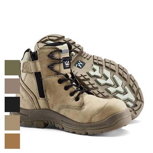 M.R.X. Tyson Side Zip Lace Up Work Boots - Sand