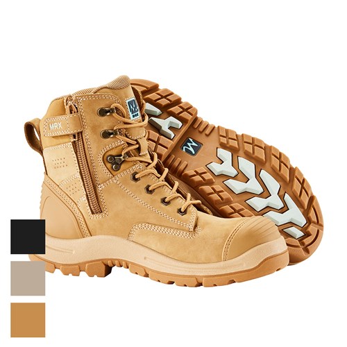 M.R.X. Brady Mid Side Zip Lace Up Work Safety Boots - Wheat