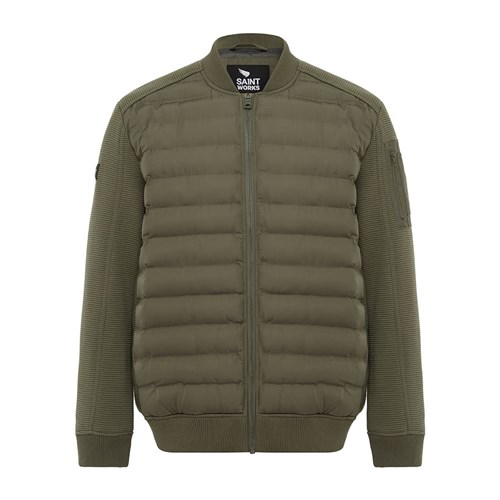 Sa1nt Works Quilted Contrast RibZip Jacket - Dusky Green