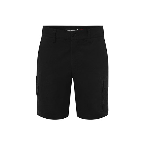 Black stretch canvas shorts