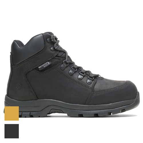 Wolverine Grayson Side Zip Waterproof Steel Toe Lace Up Safety Work Boot - Black