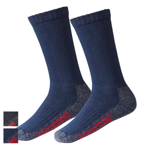 Wolverine Mid Calf Steel Toe Cotton Work Socks - 2 Packs (Navy)
