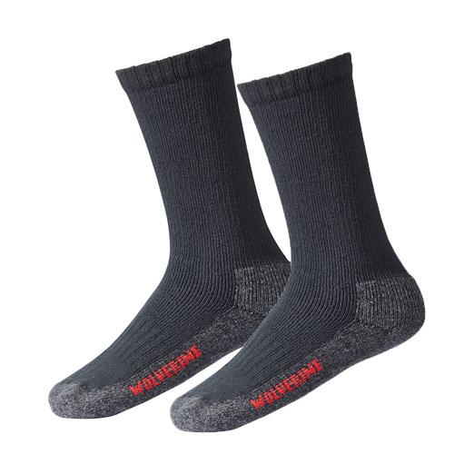 Wolverine Mid Calf Steel Toe Cotton Work Socks - 2 Packs (Black Grey)