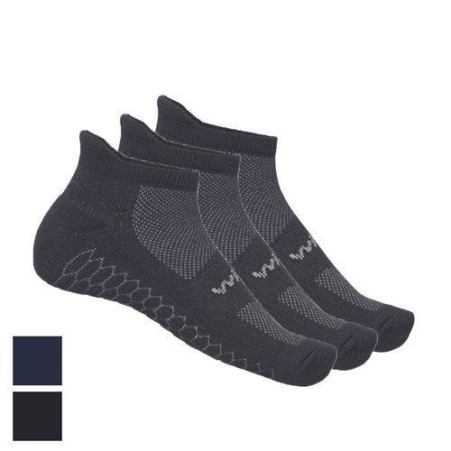 WickTX COOLMAX® Ankle Crew Ankle Socks - 3 Packs ( Black/Slate)