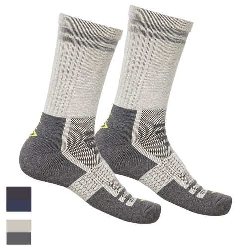 WickTX Moisture Wicking Mid Length Work Socks -2 pack(Coal Marle/Light Grey)