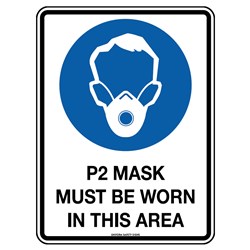 Mandatory Sign - P2 Mask Must Be Worn In This Area Poly Sign 300x225mm