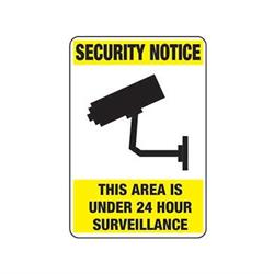 Security Sign This Area Is Under 24 Hour Surv Metal 450x300 SW023LSM