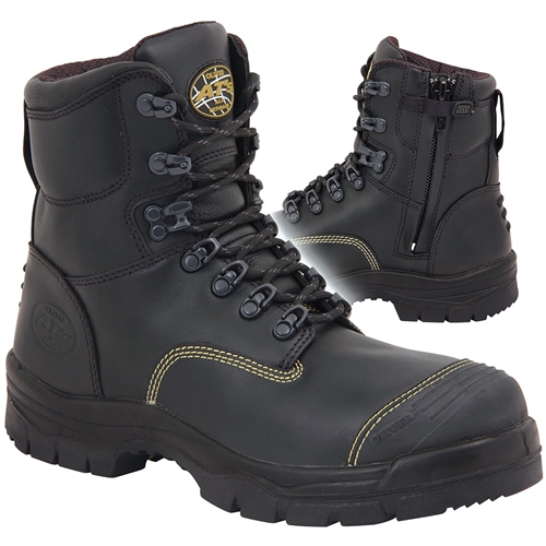Oliver 150mm Side Zip Lace Up Work Safety Boots - Black