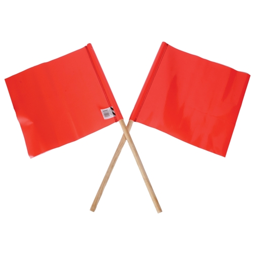 Multi Message Orange PVC Flag with Wooden Handle  300 x 300mm