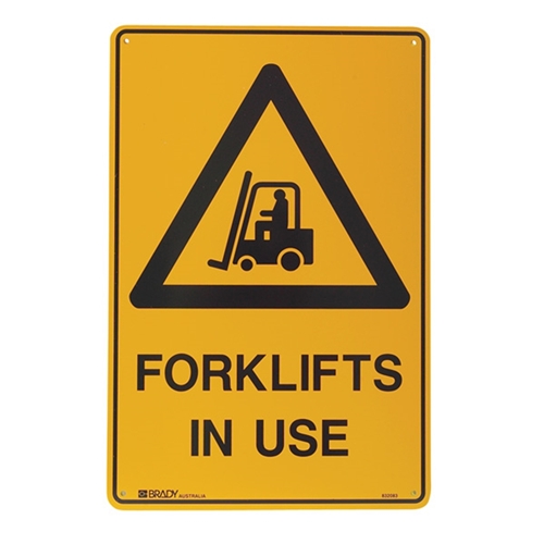 Warning Forklifts In Use Metal Sign 300x225mm