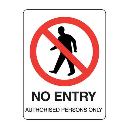 Prohibition Signs - No Entry Authorised Persons Metal Sign 300x225mm