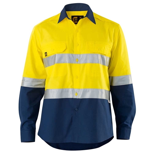 ELEVEN Workwear AEROCOOL Spliced Hi-Vis 3M™ 'Hoop' Taped Cotton Ripstop L/S Shirt