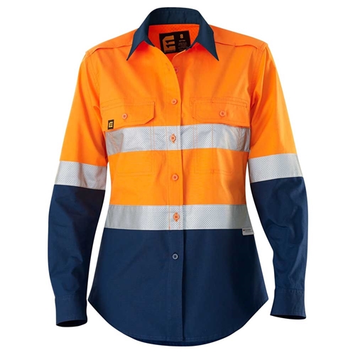 ELEVEN Workwear Women’s AEROCOOL Spliced Hi-Vis Perforated 3M™ 'Hoop' Taped Shirt