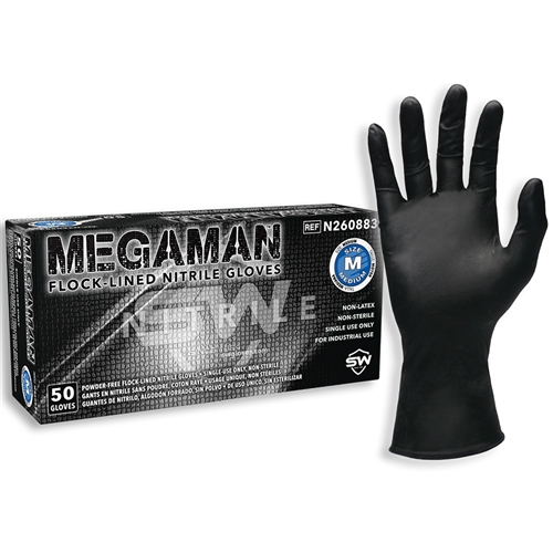 SW Safety Solutions Megaman® N26088 Absorbent-Lined Nitrile Gloves (Bx 50)